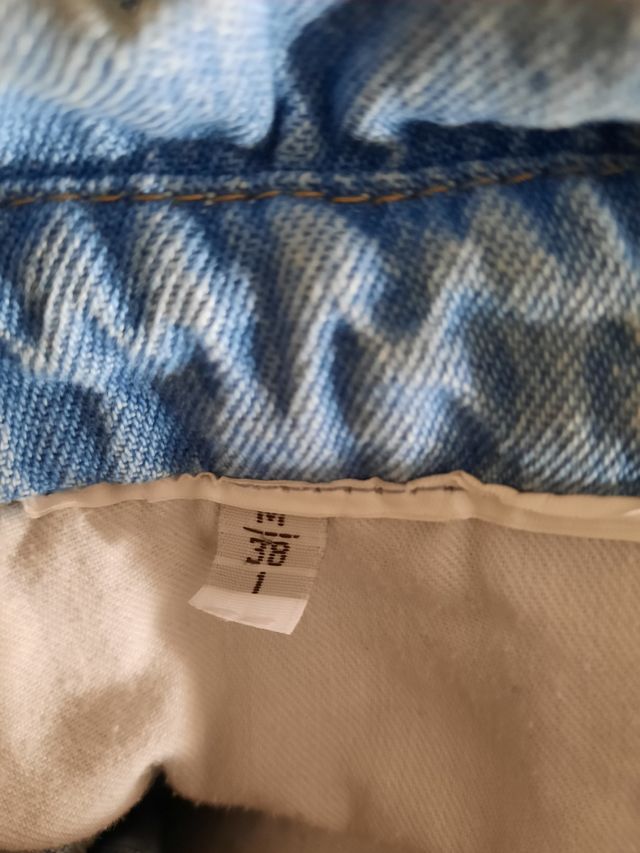 Pantalon tejano corto cintura rizada t38