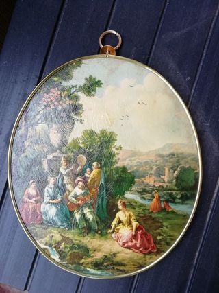 Cuadros Ovalados Antiguos Vintage Pareja Lote