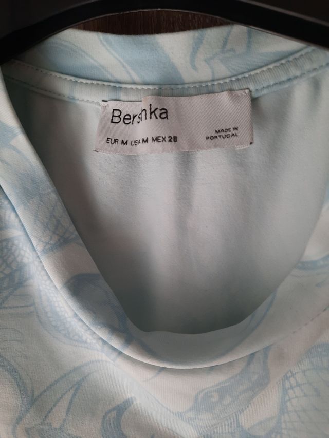 Camiseta Top corto azul y blanco talla 38