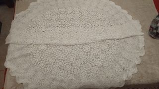 Manteles redondos, crochet, blanco 