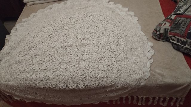 Manteles redondos, crochet, blanco 