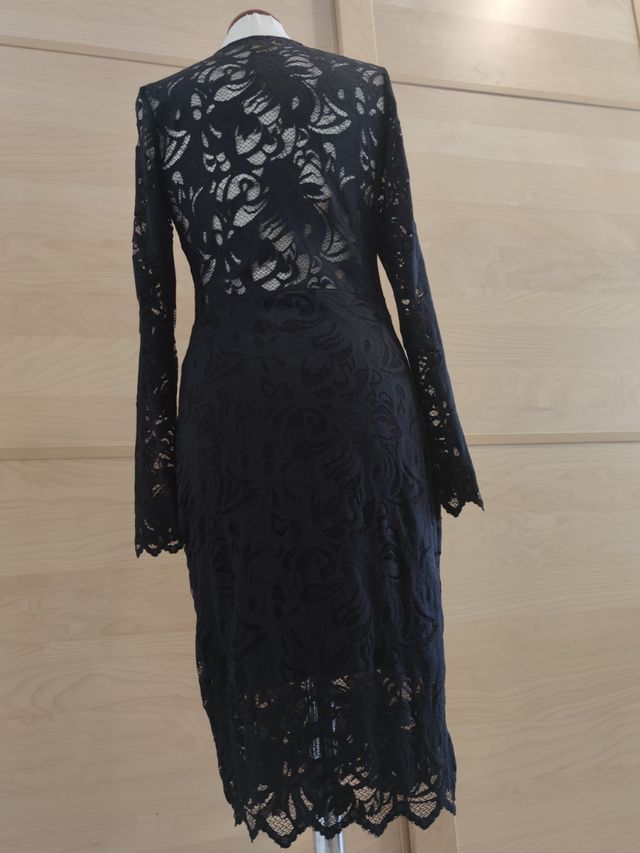 H&M vestito/tubino pizzo nero tg 46