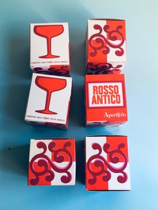6 bicchieri aperitivo rosso antico ‘70