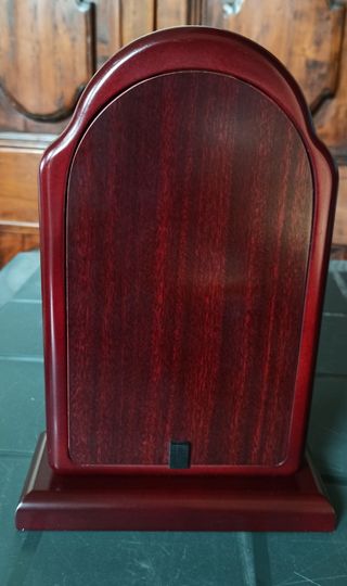 Orologio da tavolo in argento e legno 