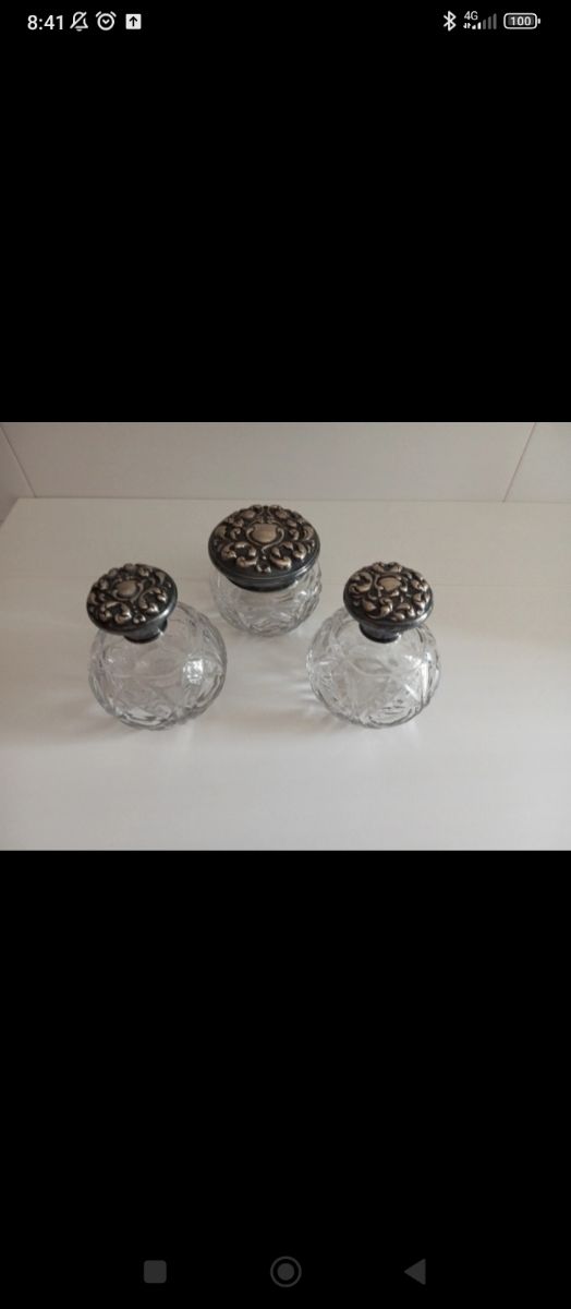 Botes cristal y alpaca antiguos