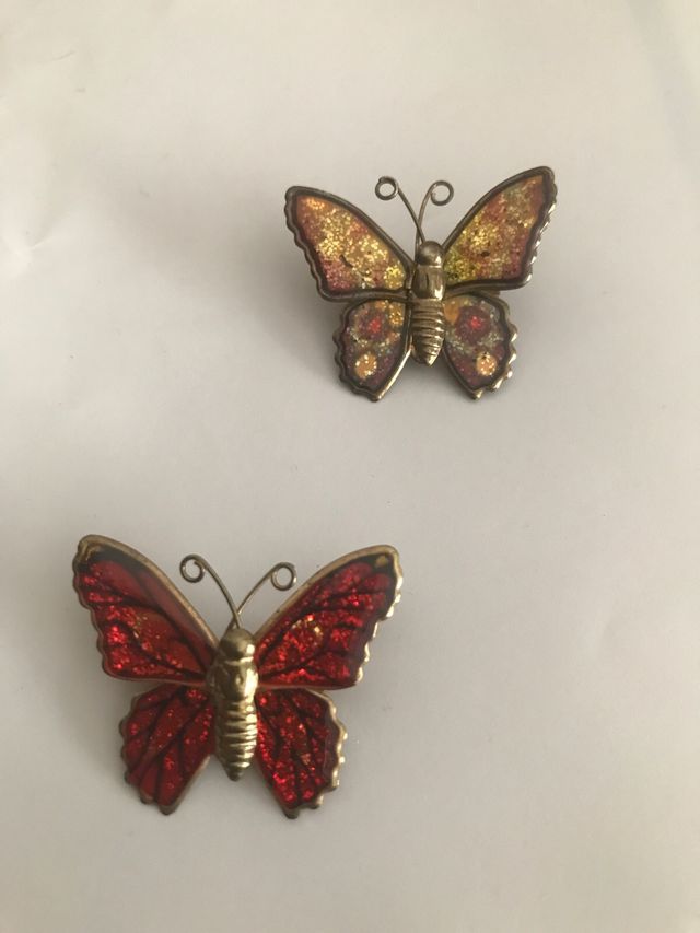 2 broches mariposas vintage