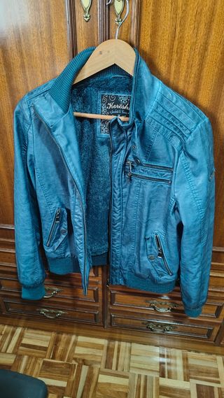 Chaqueta cuero verde mujer
