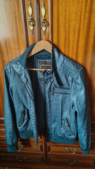 Chaqueta cuero verde mujer