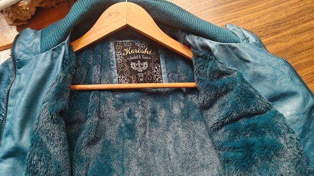 Chaqueta cuero verde mujer