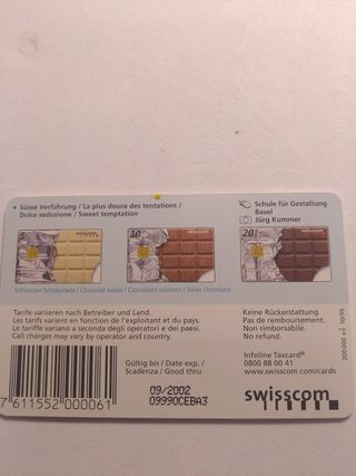 Sei tessere telefoniche svizzere