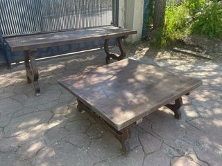 Juego mesa comedor y de salon/cafe madera maciza