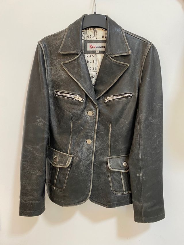 Chaqueta vintage, piel, efecto desgastada, años 90