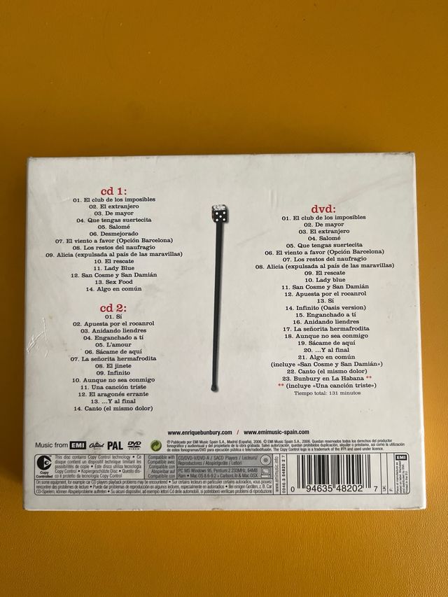 bunbury canciones 2 cd y 1 dvd