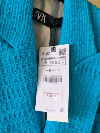 Blazer azul turquesa estructura a estrenar