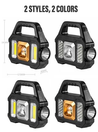 Torcia COB LED Ricaricabile Solare/USB
