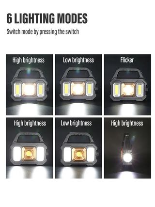 Torcia COB LED Ricaricabile Solare/USB