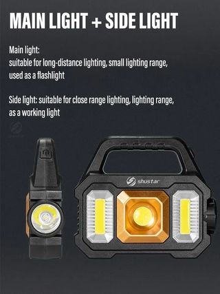 Torcia COB LED Ricaricabile Solare/USB
