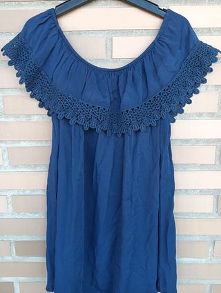 Blusa T.M mujer hombros azul marino 