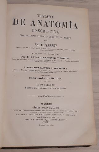 TRATADO DE ANATOMÍA DESCRIPTIVA. TOMOS I Y III
