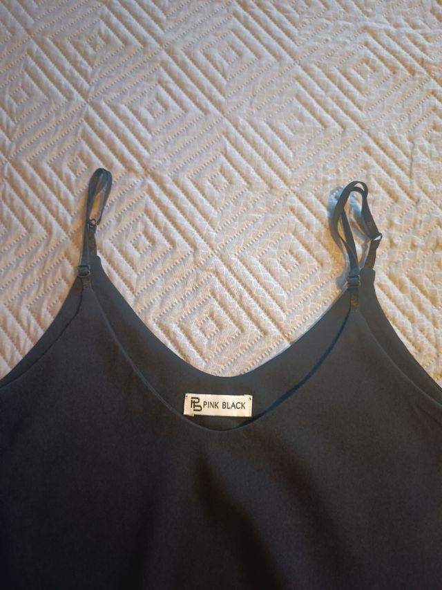 Canotta in velo nera PINK BLACK