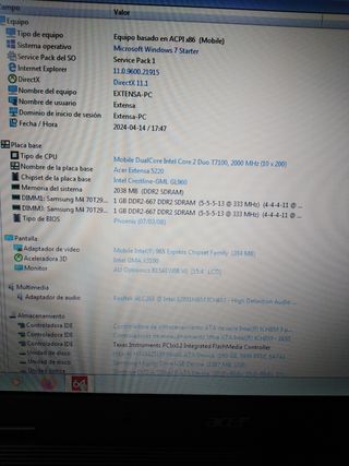 Portátil Acer Extensa 5220