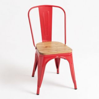 Silla tolix con asiento de madera