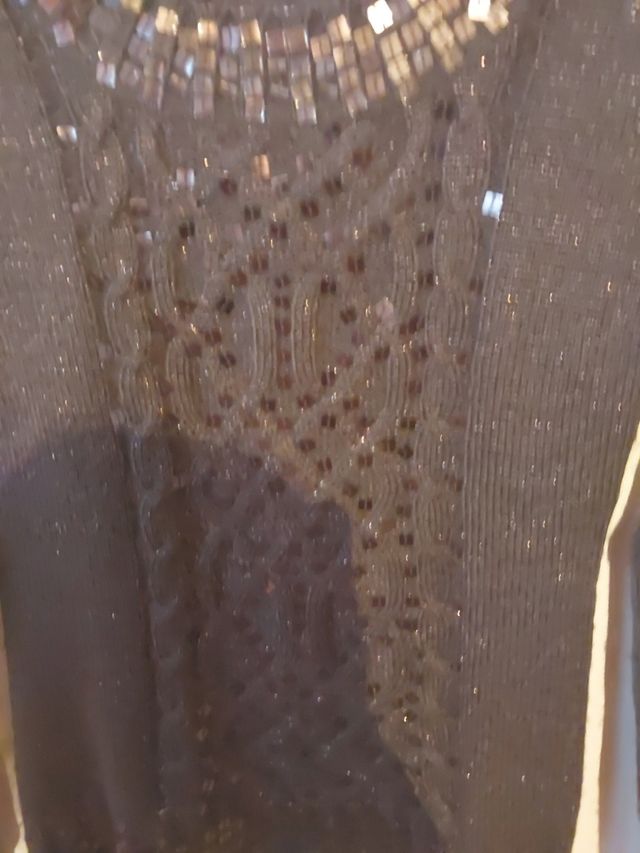 Jersey marrón mujer con lentejuelas cua