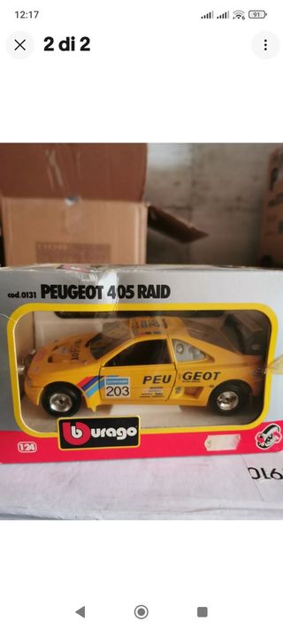 Modèle Réduit Peugeot 405 Raid #203 Burago 1/24 - À Collectionner, Très Bon état