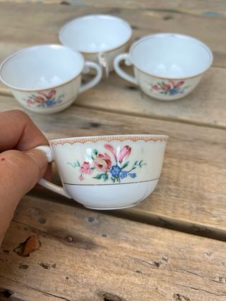 TAZAS CAFE PORCELANA ANTIGUA LIMOGES AC VICNAUD