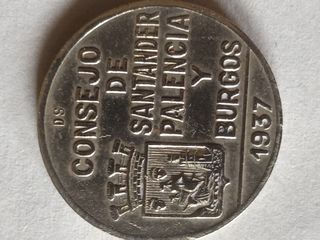 Moneda de 1 peseta Santander Palencia bu