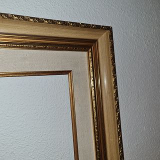 MARCO 3 MADERA TALLADA DORADO PARSP BLANCO ROTO