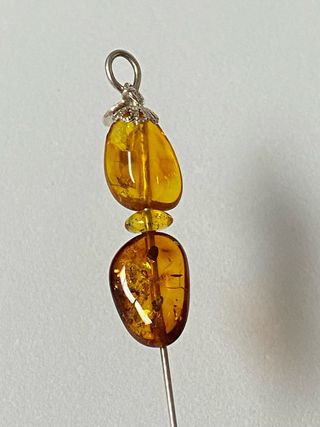 Alfiler de ambar del Baltico en plata de ley 925