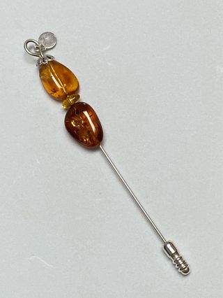 Alfiler de ambar del Baltico en plata de ley 925
