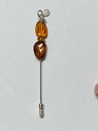 Alfiler de ambar del Baltico en plata de ley 925