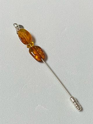 Alfiler de ambar del Baltico en plata de ley 925