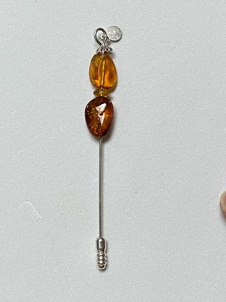 Alfiler de ambar del Baltico en plata de ley 925