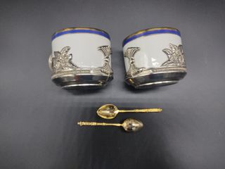 Coppia tazze ceramica san marco e Silverplate