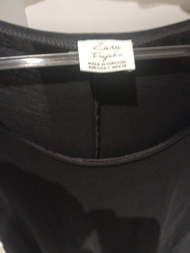 camiseta negra zara talla s