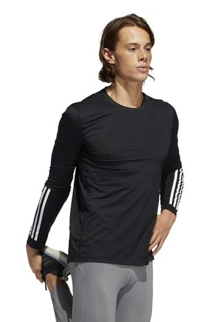 Camiseta Deportiva Adidas Techfit Fitted 3 Bandas.