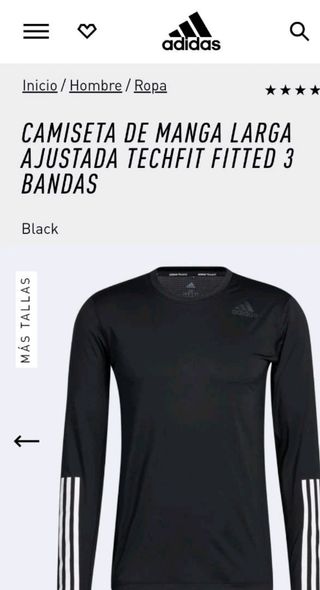 Camiseta Deportiva Adidas Techfit Fitted 3 Bandas.