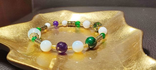 Bracciale unisex agata viola,verde,oro