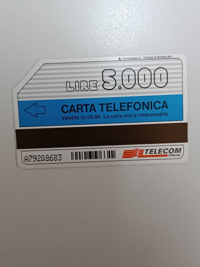 Scheda telefonica usata Telecom. ALFANUMERICA.