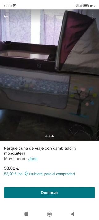 Parque cuna de viaje con cambiador