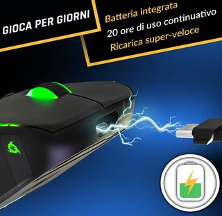 KLIM ACE Mouse Gaming Ambidestro Wireless/Cablato