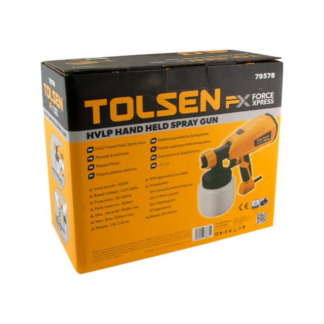 PISTOLA PINTURA ELECTRICA 400W 800ML TOLSEN