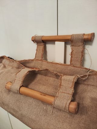 Borsa in tela juta con manici e tracolla