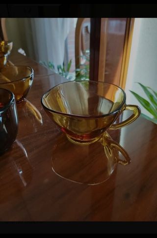 CRISTAL TEMPLADO FRANCÉS 5 TAZAS VINTAGE HOGAR