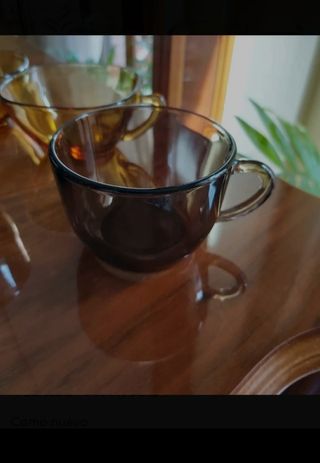 CRISTAL TEMPLADO FRANCÉS 5 TAZAS VINTAGE HOGAR