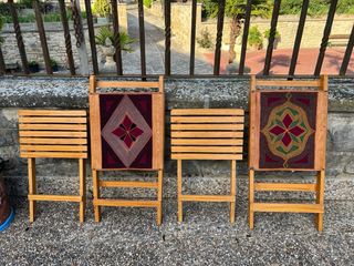 Sillas plegables india madera y tapizado