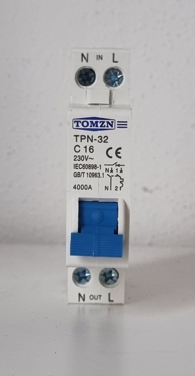 INTERRUTTORE MAGNETOTERMICO 16A 230V 1 Din